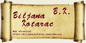 Biljana Kotarac vizit kartica